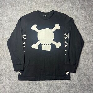 Stussy Skull Long Sleeve Shirt Black Small Worldwide Graphic Logo